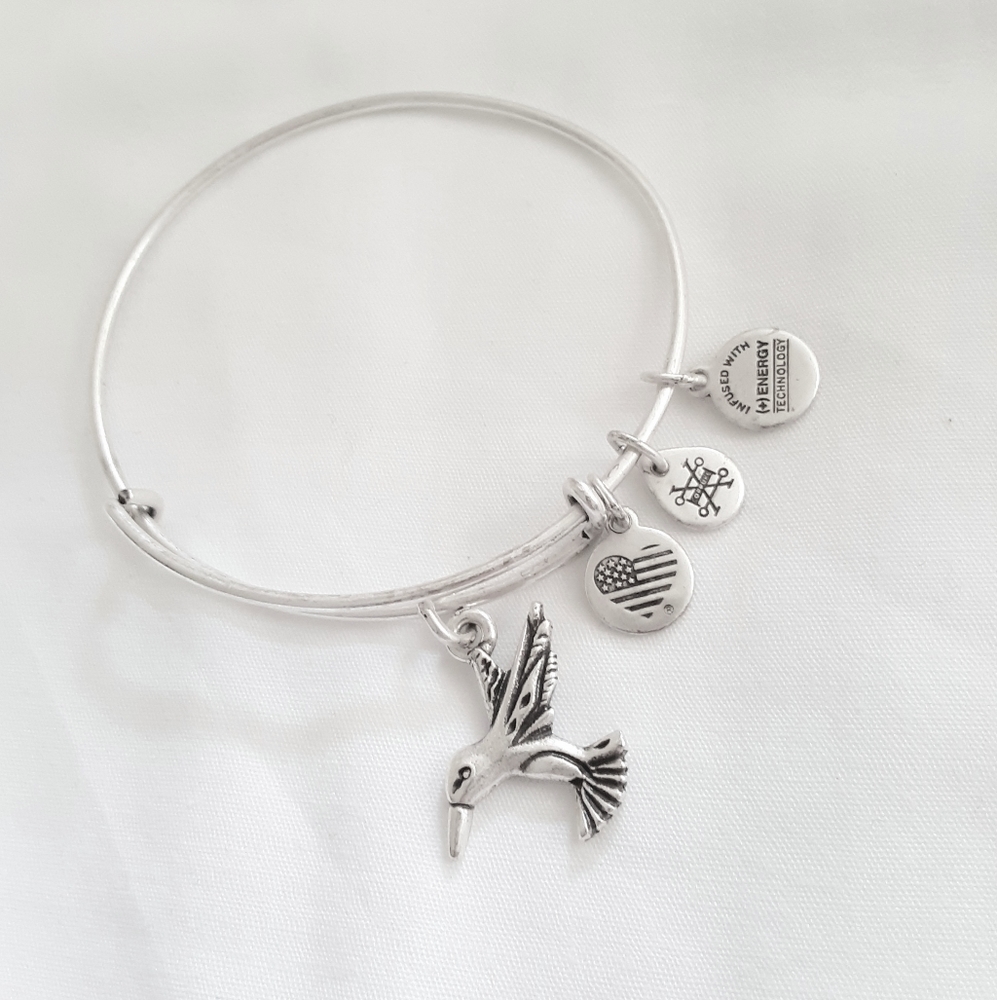 Alex And Ani HUMMINGBIRD Charms silver Bracelet are adjustable Size NWOTAG